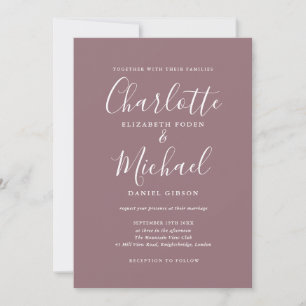 Invitation Élégante écriture de signature mariage mauve