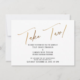 Invitation Elégante écriture Gold Prendre Deux Retard Mariage