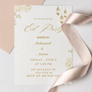 Invitation élégante Eid Mubarak Floral Beige Musul