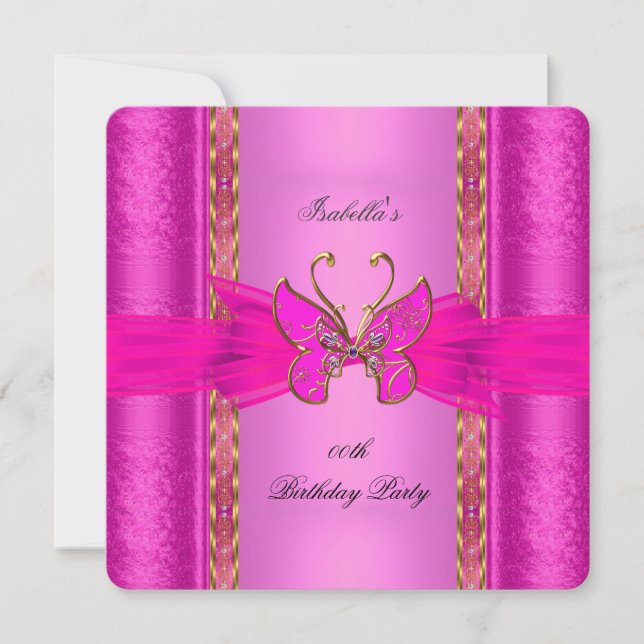 Invitation Élégante Elite Hot rose Gold Butterfly Party (Devant)