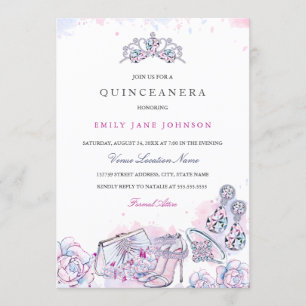 Invitation élégante en cristal rose bleu pour Quin