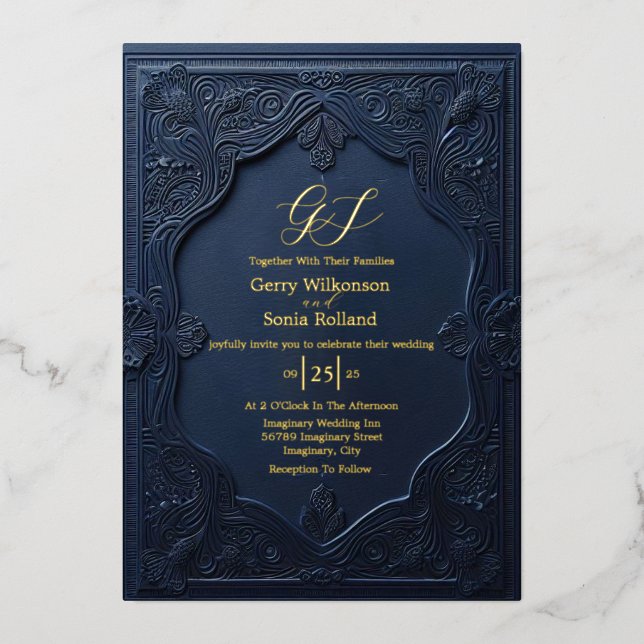 Invitation élégante en feuille d'argent (Recto)