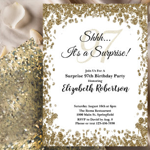 Invitation élégante en or pour 97e anniversaire su