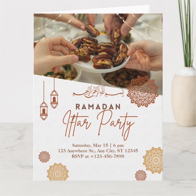 Invitation élégante en or pour Iftar de Ramadan av (Devant)