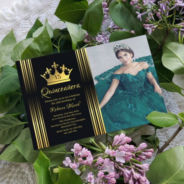 Invitation élégante en or pour Quinceanera (Créateur téléchargé)