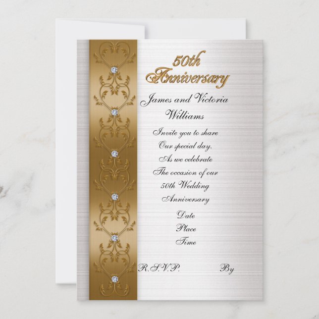 Invitation élégante en or pour une fête d'annivers (Devant)
