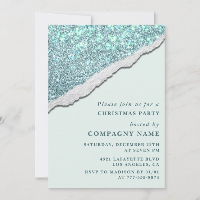 Invitation Elégante entreprise Noël fête Parties scintillant  (Devant)