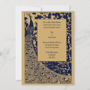 Invitation Élégante époque victorienne Art Nouveau Peacock Ma