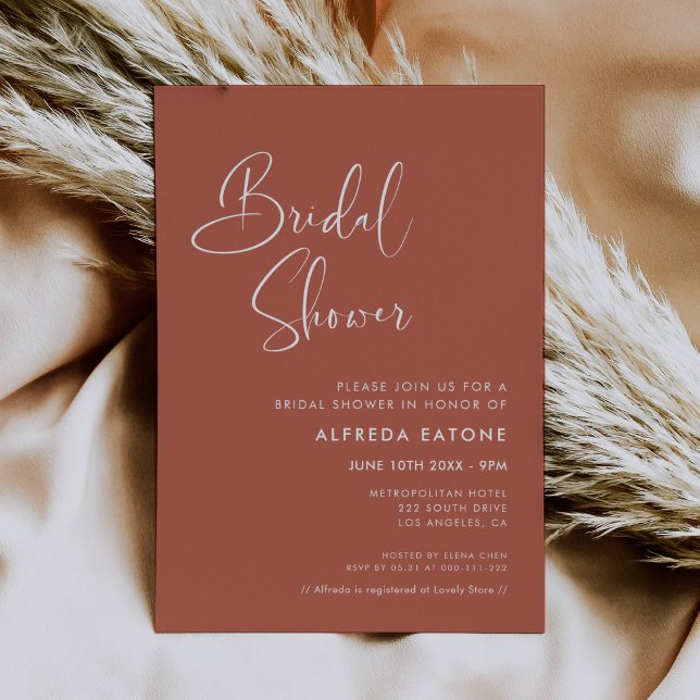 Invitation Elégante et moderne Argile rouge Douche nuptiale (Créateur téléchargé)