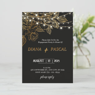 Invitation Élégante et moderne bague de fiançailles noire et 