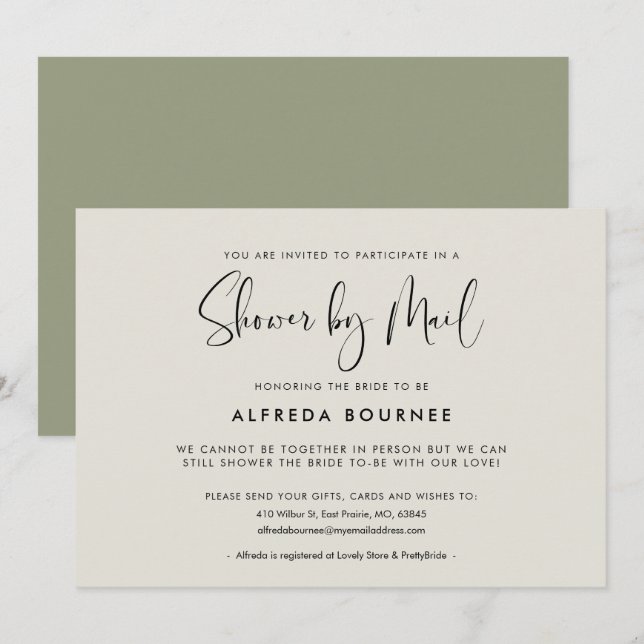 Invitation Elégante et moderne Douche par courrier (Devant / Derrière)