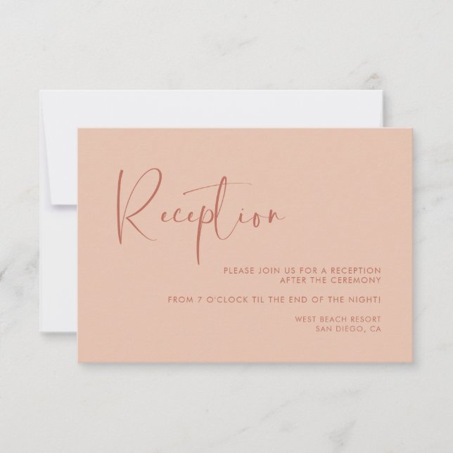 Invitation Elégante et moderne réception de mariage Peach (Devant)