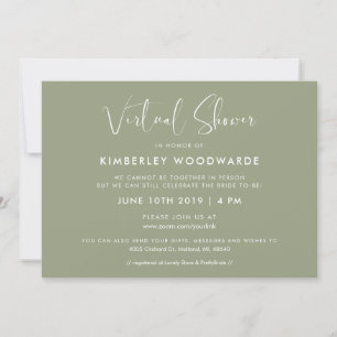 Invitation Elégante et moderne Sage Green Douche virtuelle
