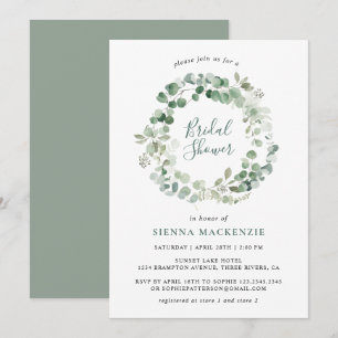 Invitation Élégante Eucalyptus Wreath Bridal Showe