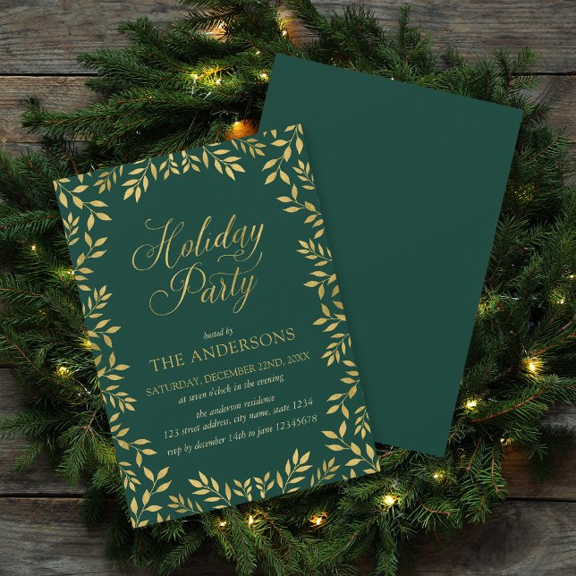 Invitation Elégante Faux Gold Feuilles (Créateur téléchargé)