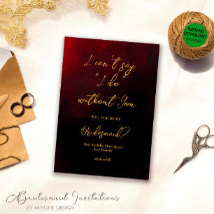 Invitation Élégante femme de chambre rouge or et noire