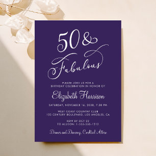 Invitation Élégante fête d'anniversaire 50 ans et fabuleuse v