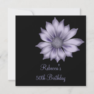 Invitation Élégante fête d'anniversaire de la 50e Lilac Flowe