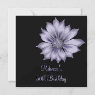 Invitation Élégante fête d'anniversaire de la 50e Lilac Flowe