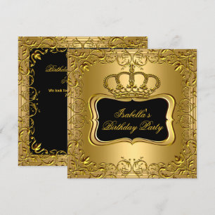 Invitation Élégante fête d'anniversaire de la Couronne d'or n