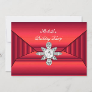 Invitation Élégante fête d'anniversaire Joyau rouge Écouter