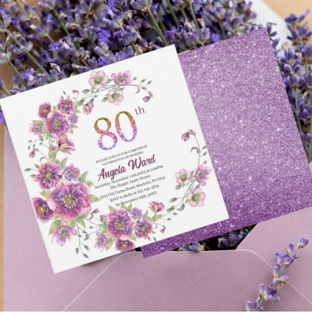 Invitation Elégante fête d'anniversaire parties scintillant f (Créateur téléchargé)