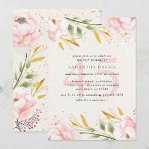 Invitation Elégante fête d'anniversaire Pink & Gold 45th Birt