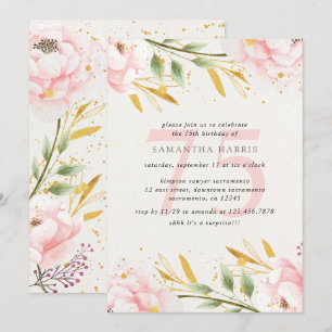Invitation Elégante fête d'anniversaire Pink & Gold 75th Birt