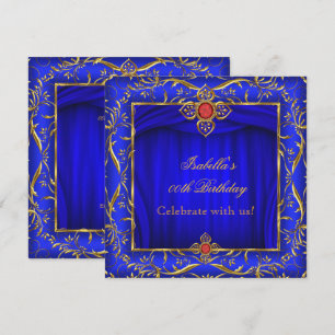 Invitation Élégante fête d'anniversaire Royal Blue Red Gold
