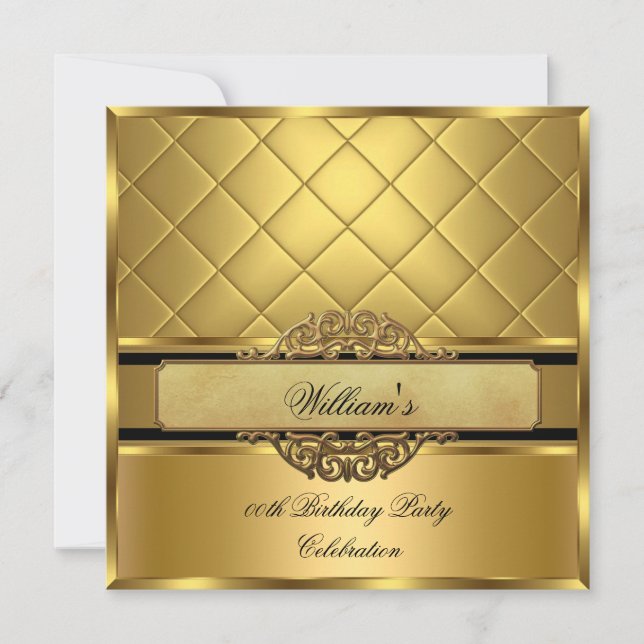 Invitation Élégante fête d'anniversaire Royal Gold (Devant)