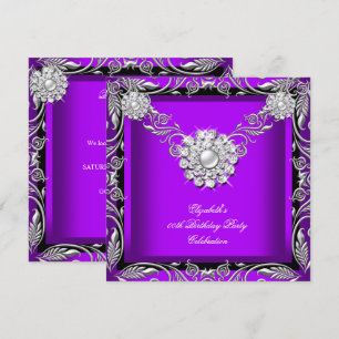 Invitation Élégante fête d'anniversaire Royal Purple Black Si