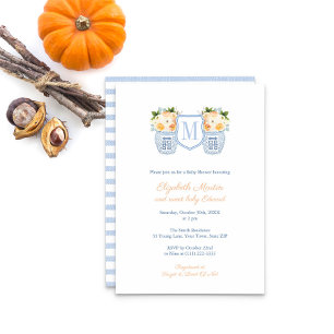 Invitation Élégante fête de Baby shower d'automne Monogram Cr