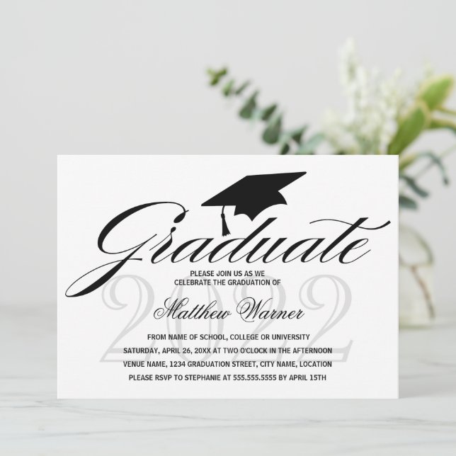 Invitation Élégante fête de graduation (Debout devant)