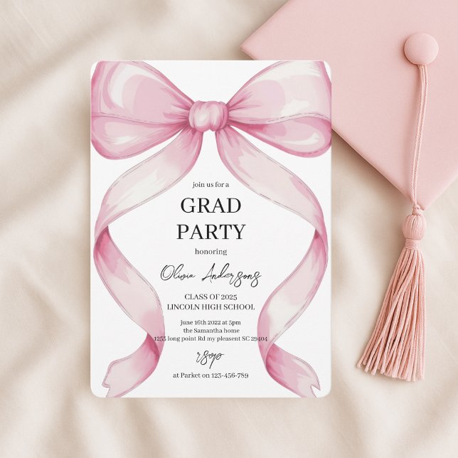 Invitation Élégante fête de graduation de la cou rose (Créateur téléchargé)