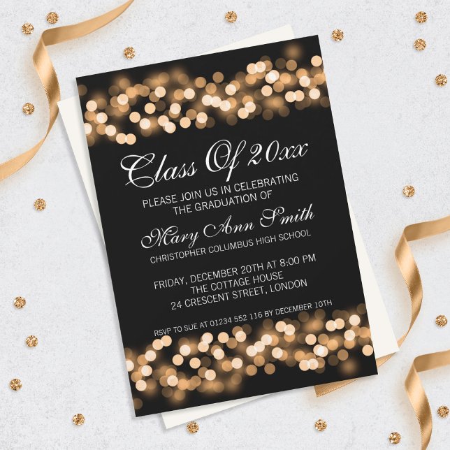 Invitation Élégante fête de graduation Gold Hollywood Glam (Créateur téléchargé)