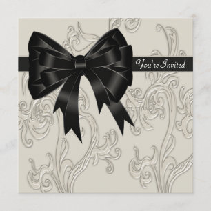 Invitation Élégante Fête de la crème blanche noire