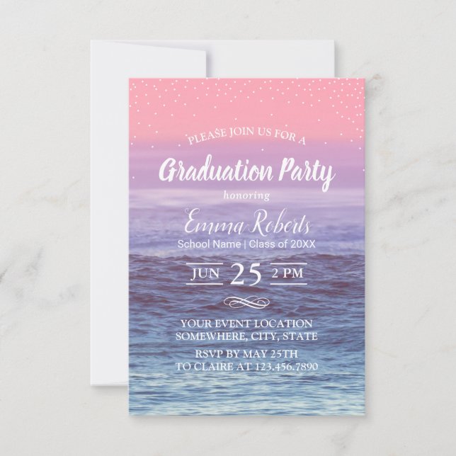 Invitation Élégante Fête de la Plage Tropicale (Devant)