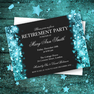 Invitation Élégante Fête de la retraite Feux d'éclat Turquois