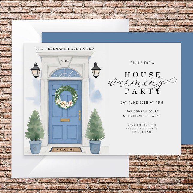 Invitation Elégante fête de l'aquarelle (Watercolor Housewarming Party Invite)