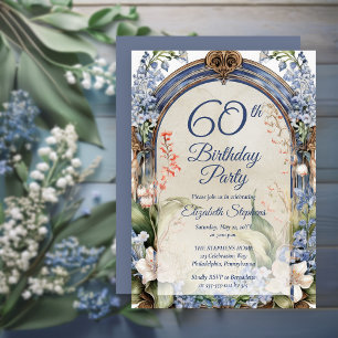 Invitation Élégante Fête de l'Arc Floral Baroque 60e Annivers