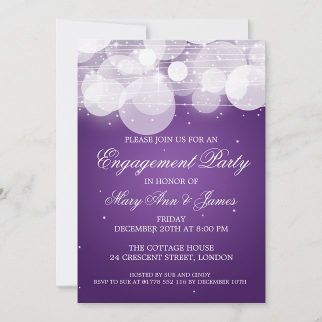 Invitation Élégante Fête de l'Engagement, souffle et éclat de (Devant)