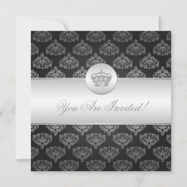 Invitation Élégante Fête de l'mariée de la Couronne royale no (Devant)