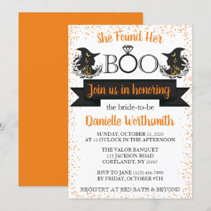 Invitation Élégante Fête de l'mariée de sorcière Sparkle Boo 