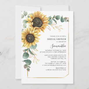 Invitation Élégante Fête de Mariage aux Tournesols à l'Aquare