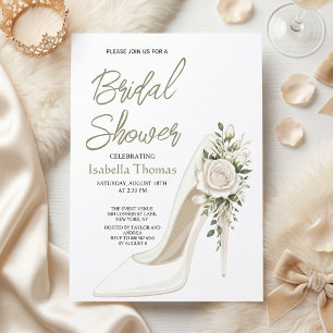 Invitation Élégante fête de mariage avec talon haut floral bl