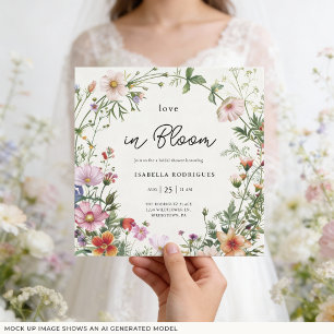 Invitation Élégante Fête de Mariage Champêtre Amour en Fleur