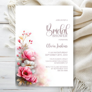 Invitation Élégante Fête de Mariage Florale Rose