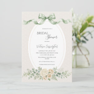 Invitation Élégante Fête de Mariage Florale Vert Sauge Vintag