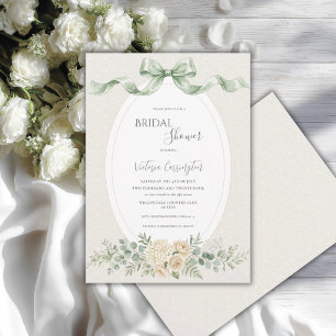 Invitation Élégante Fête de Mariage Florale Vert Sauge Vintag