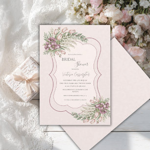 Invitation Élégante Fête de Mariage Rose Bourguignon Floral